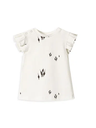 Omamimini Baby Girl's Printed Ruffle-trim T-shirt Dress In Off White