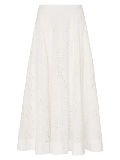 Milly Women's Butterfly Eyelet Skirt In White