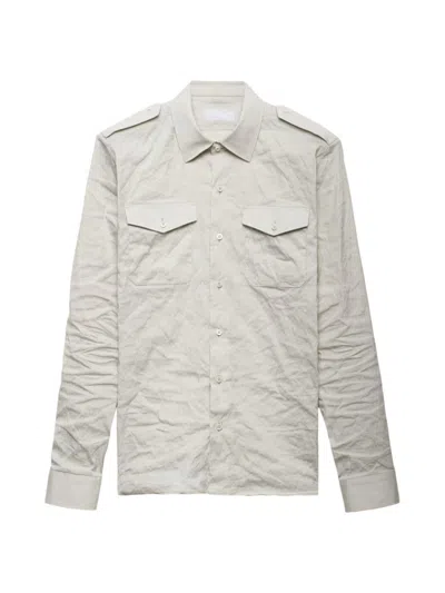 Prada Technical Cotton Shirt In Beige Khaki
