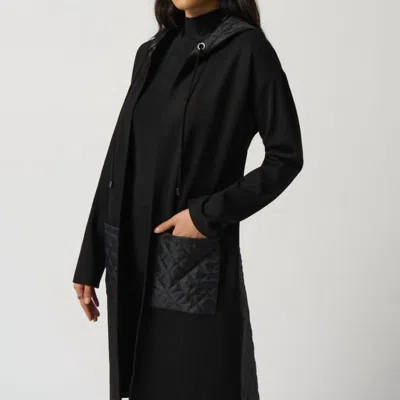Joseph Ribkoff Quilted Hooded Jacket In Black