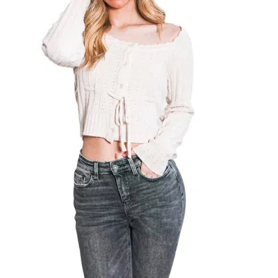 Lush Casual Cropped Knit Top Sweater In White