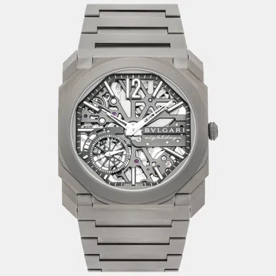 Pre-owned Bvlgari Grey Titanium Octo Finissimo Manual Wind Men's Wristwatch 40 Mm