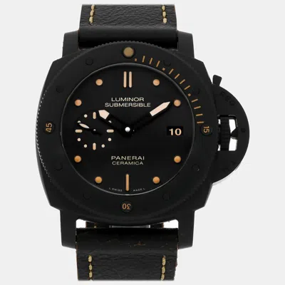 Pre-owned Panerai Black Ceramic Luminor Automatic Men's Wristwatch 47 Mm