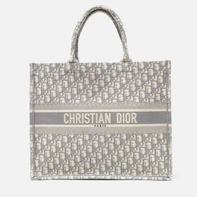 Pre-owned Dior Grey Oblique Canvas Large Book Tote