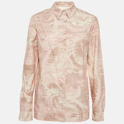 Pre-owned Emilio Pucci Printed Cotton Long Sleeve Shirt S In Pink