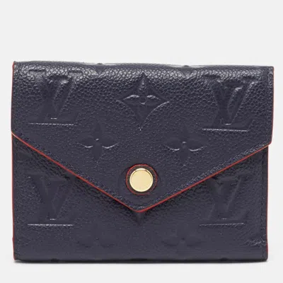 Pre-owned Louis Vuitton Navy Blue/red Monogram Empreinte Leather Victorine Compact Wallet