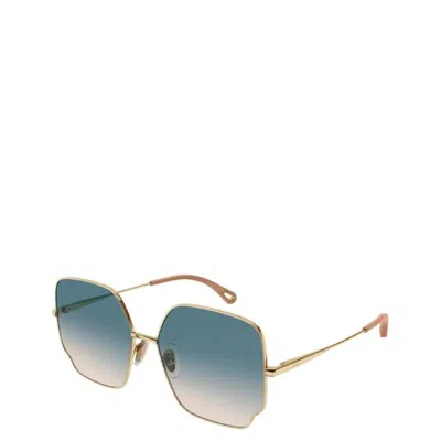 Chloé Gradient Square Metal Sunglasses In Gold