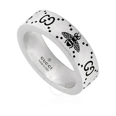 Gucci Sterling Silver Engraved Bee Ring In Silver Tone