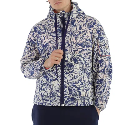 Moncler Ebizo Logo-appliquéd Printed Cotton Hooded Jacket In Beige