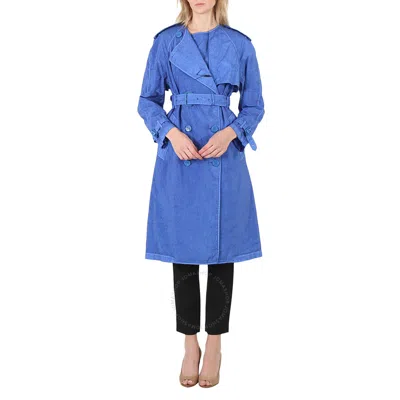Burberry Double Breasted Trench Polyamide Coat In Blue