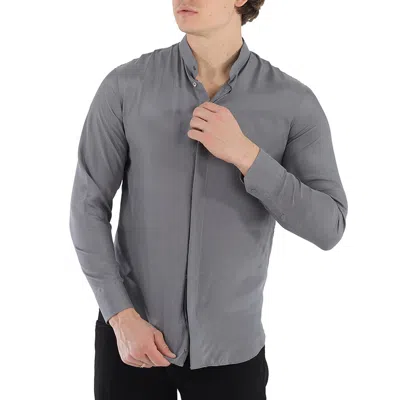 Emporio Armani Shirt With Standing Collar In Blue