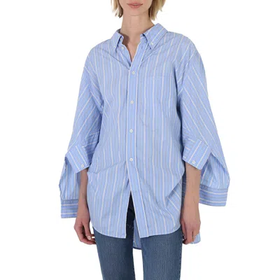 Balenciaga Bb Corp Swing Twisted Shirt In Blue/white