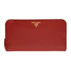 PRADA Red Continental Zip Around Wallet