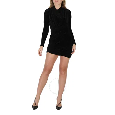Balenciaga Velvet Draped Mini Dress In Black