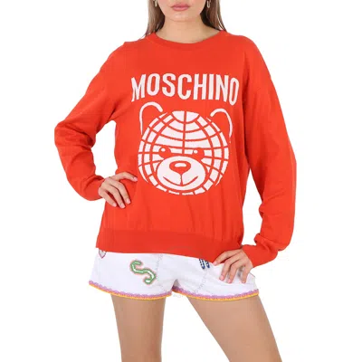 Moschino Intarsia-knit Cotton Jumper In Red