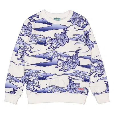 Kenzo Kids' All Over Print Cotton Sweatshirt In White