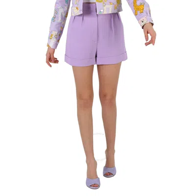 Moschino Pleated Crepe Shorts In Purple