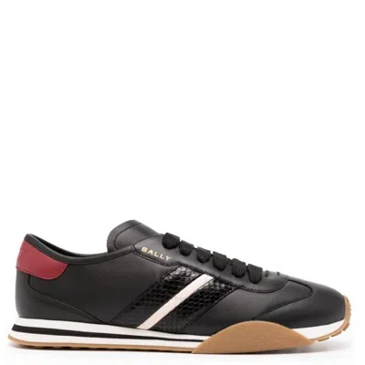 Bally Panelled Leather Sneakers In Red/black