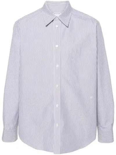 Bottega Veneta Striped Cotton Shirt In Grey