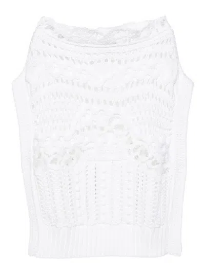 Ermanno Scervino Crochet Knitted Top In White
