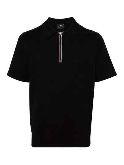 Paul Smith Polo With Zip In Black