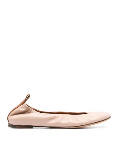Lanvin Ballerina Leather Ballet Flats In Beige