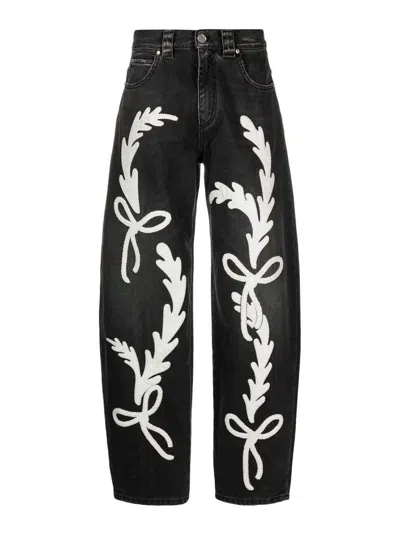 Pinko Rodeo Embroidered Jeans In Black