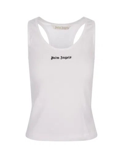 Palm Angels White Embroidered Tank Top