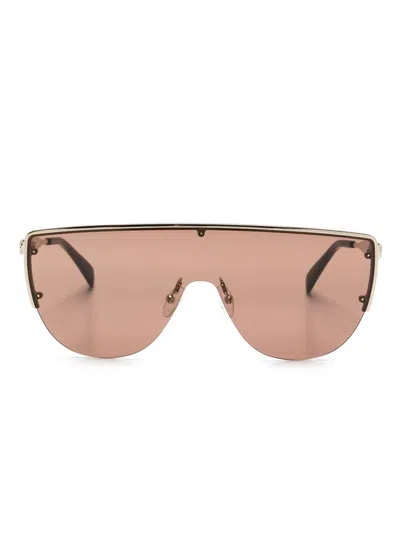 Alexander Mcqueen Eyewear Skull Sunglasses In Gold In Brown