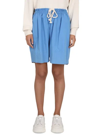 Jil Sander Drawstring-waist Cotton Shorts In Baby Blue
