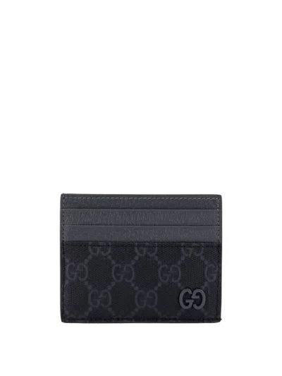 Gucci Monogrammed Card Holder In Grey