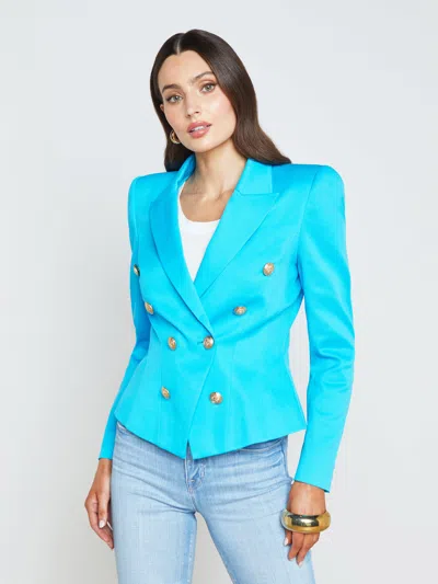 L Agence Bethany Tapered Blazer In Bright Aqua