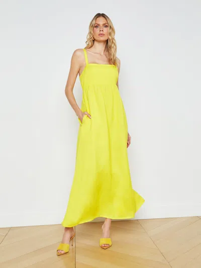 L Agence Jessamy Linen-blend Maxi Dress In Laser Lemon
