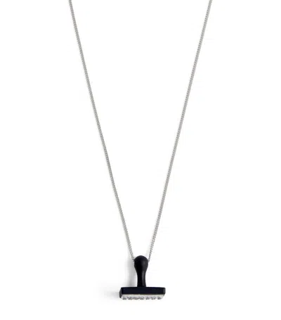 Mm6 Maison Margiela Logo Stamp Charm Necklace In Silver