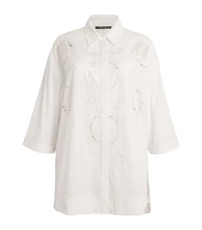 Marina Rinaldi Cotton Embroidered Shirt In White