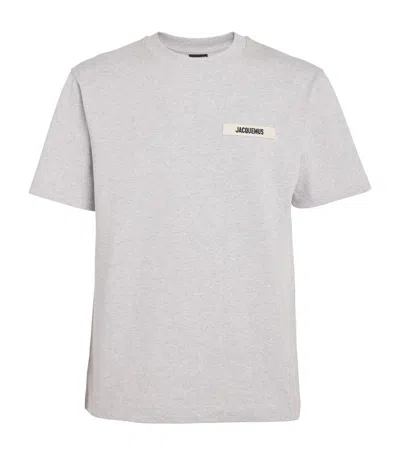 Jacquemus Grosgrain-logo T-shirt In Grey