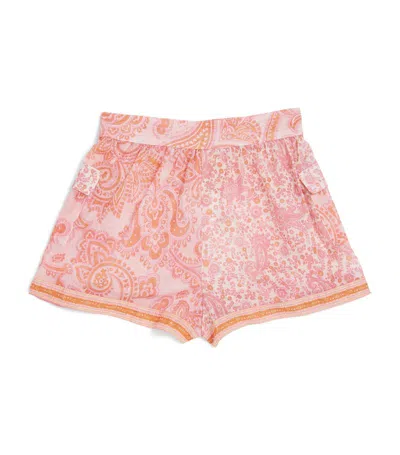 Zimmermann Kids' Ottie Paisley Cotton Shorts In Pink