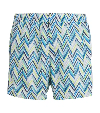 Missoni Zigzag-pattern Swim Shorts In Blue