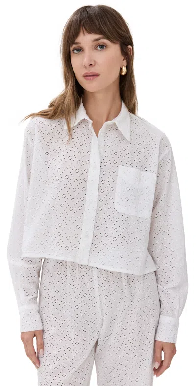 Sprwmn Cropped Button Up Shirt In White