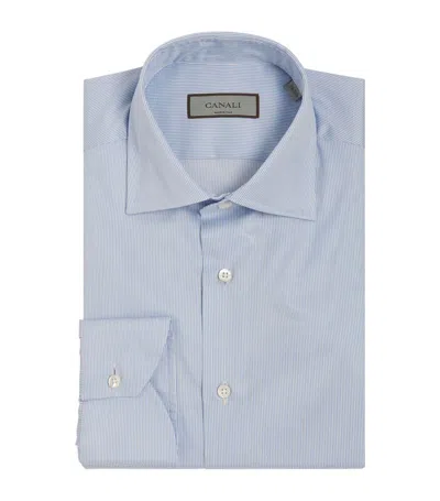 Canali Cotton Striped Shirt In Blue