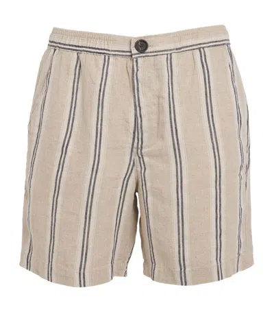 Oliver Spencer Linen Striped Osborne Shorts In Beige