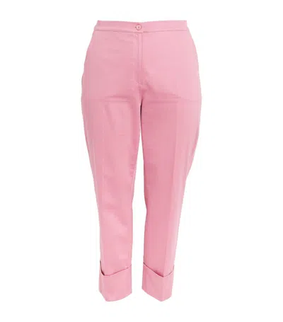 Marina Rinaldi Cotton Satin Trousers In Pink