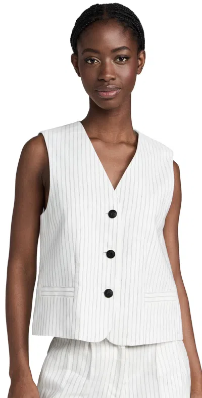 Rag & Bone Women's Erin Pinstripe Cotton-linen Vest In White Stripe