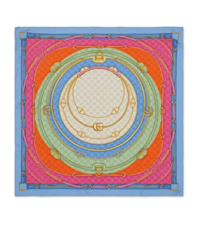 Gucci Gg Belt Print Silk Scarf In Multicolour