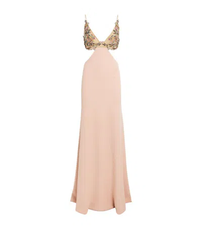 Costarellos Cut-out Fiorella Gown In Pink