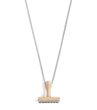 Mm6 Maison Margiela Logo Stamp Charm Necklace In Gold