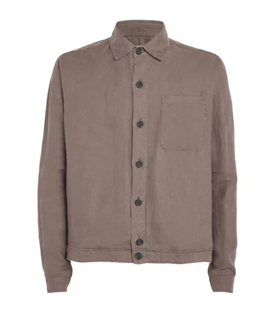 Oliver Spencer Linen Milford Shirt-jacket In Brown