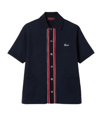 Gucci Cotton Jersey Polo Shirt In Blue