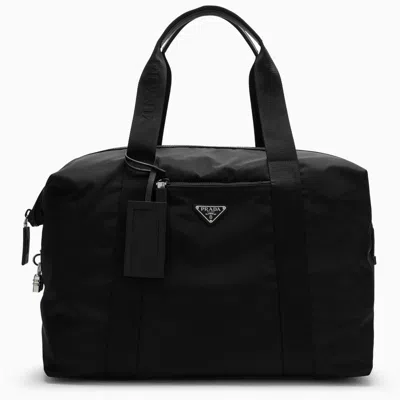 Prada Black Re-nylon And Saffiano Duffle Bag Men