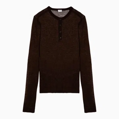 Saint Laurent Brown Hanley Sweater In Wool Blend Women